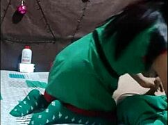 My 60-year-old stepdad's monster cock stretches my tight 20-year-old Latina pussy riding him hard at Christmas