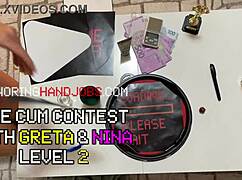 😏 two sexy milfs in lingerie race to milk the most cum in this hot cfnm dice handjob challenge with levels!