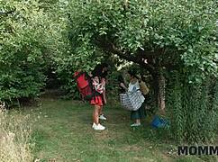 horny italian mommy sneaks off to ride young cock deep in the forest grass like a wild cougar