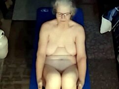 oh god that hot cougar granny's saggy natural tits bounce in naked yoga before her massive masturbation orgasm