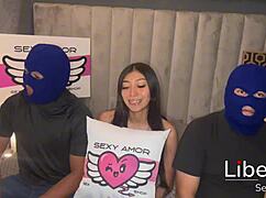 Petite latina student in uniform calls two techs to fix ac then bends over for doggystyle group pounding.