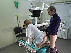 fucked the doctor doggy in office then cowgirl blowjob facial