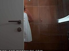 stepmom sneaks doggystyle pounding while chatting on phone with stepson behind husband's back