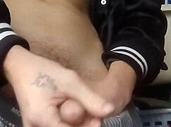 stroking my huge soft cock outdoors in public