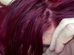 i shake my legs multiple times deepthroating and riding daddy's big cock pov redhead gymnast