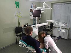 fucked the doctor doggy in office then cowgirl blowjob facial