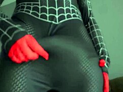 Miles Morales Spider-Man Cosplay Nerd Jerks Monster Cock Till Gushing Cum