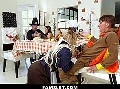 Stepdaughter Sucks Stepdad's Dick Until Stepmom and Stepbrother Catch Them in Family Fuck Fest