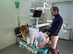 fucked the doctor doggy in office then cowgirl blowjob facial