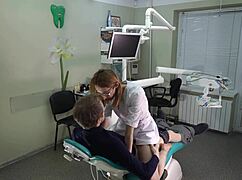 fucked the doctor doggy in office then cowgirl blowjob facial