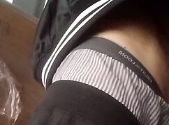 stroking my huge soft cock outdoors in public