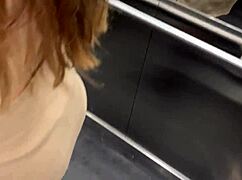 fucking neighbor in elevator so horny we got caught!