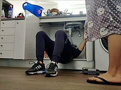 horny milf wife bends over big ass tits fucked by handyman doggystyle