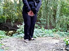 stepmom's outdoor piss gets stepson all excited out there