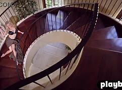 Big booty Asian cougar milf exposes perfect massive tits and hot body in lingerie strip