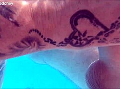 holiday pool threesome with busty blonde brunette milf and curvy babe they kiss lick wet pussies and fuck monster cocks