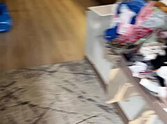 Heart pounds as sexy milf in shiny pantyhose strokes neighbor's huge cock