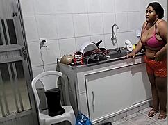 stepmom fucked hard in kitchen by stepson with huge cumshots