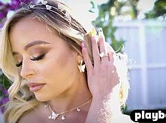 amazing big ass milf bares hot body outdoors while cute blonde poses