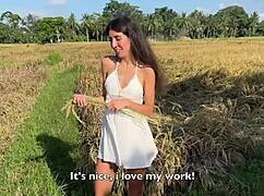 i cute rice picker luv gettin paid with hot sex instead cash bent over doggystyle creampie