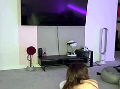 check out this dirty brunette dancing with her huge melons and spanking that ass solo