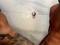 bathroom fuck with big ass brunette ends cumshot on face anal pussy licking moaning quickie huge tits natural