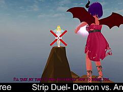 Demon Rips Angel Clothes in Hot Strip Duel!