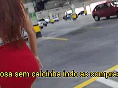 wife exposes bare pussy no panties on public streets