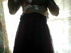 lady alice huge dildo stretches pussy deep anal in lingerie pantyhose high heels!