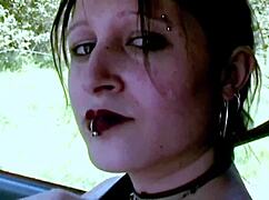 gothic hitchhiker lou-ann trades big tits and ass for rough anal ride payment