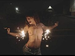 Honey Gold and Dakota Marr go TOPLESS flashing at outdoor public party!