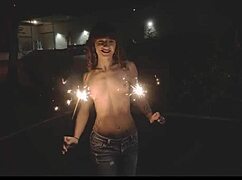 Honey Gold and Dakota Marr go TOPLESS flashing at outdoor public party!