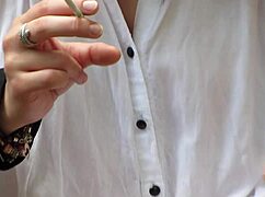 wanna watch this plump hairy milf piss on street bench while smoking cigarette?