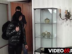 polish babysitter brunette teen tries hard for the job with seductive moves