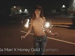 Honey Gold and Dakota Marr go TOPLESS flashing at outdoor public party!