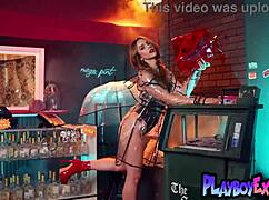 Teen Ophelia Fae Strips Lingerie Naked Under City Lights