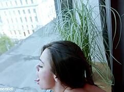 Jimmy Bud drills brunette's tight pussy with hardcore piss squirts everywhere