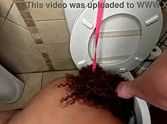 BbW chokes on interracial cock gets golden shower toilet humiliation