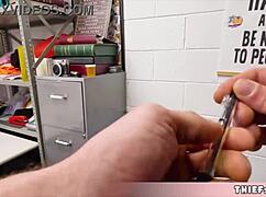 extra cute freckled blonde shoplifter caught bending over tiny pussy punished hard in garage