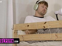 Czech slut in sneakers rides cock cowgirl then pussy licked in hotel room.