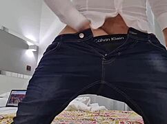 Skinny tanned neighbors rip clothes for cfnm cuckold with huge cock and dirty talk.