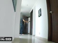 naughty latina college slut chokes on thick cock closeup