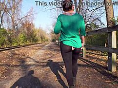 Curvy Milf Rips Leggings for Public Ass Flash Fuck