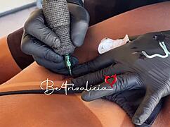 hey tattoo girl did you really pay with your tight pussy?