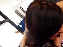 mindi mink's tongue explores curvy milf booties in heated cunnilingus