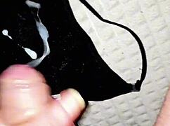 Amateur big cock handjob cumshot in sexy underwear