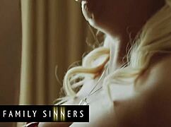 Busty Blonde Milf Spreads Shaved Pussy Waiting for Daughters Husband to Pound Her Hard