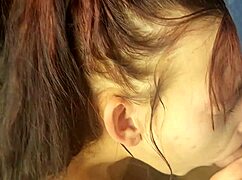 18yo stepdaughter gags on daddy's monster cock in homemade taboo suck!