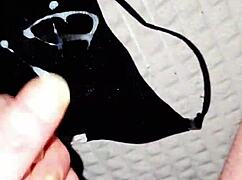 Amateur big cock handjob cumshot in sexy underwear