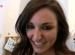 pretty brunette jenny welch rides in pink fishnet pantyhose